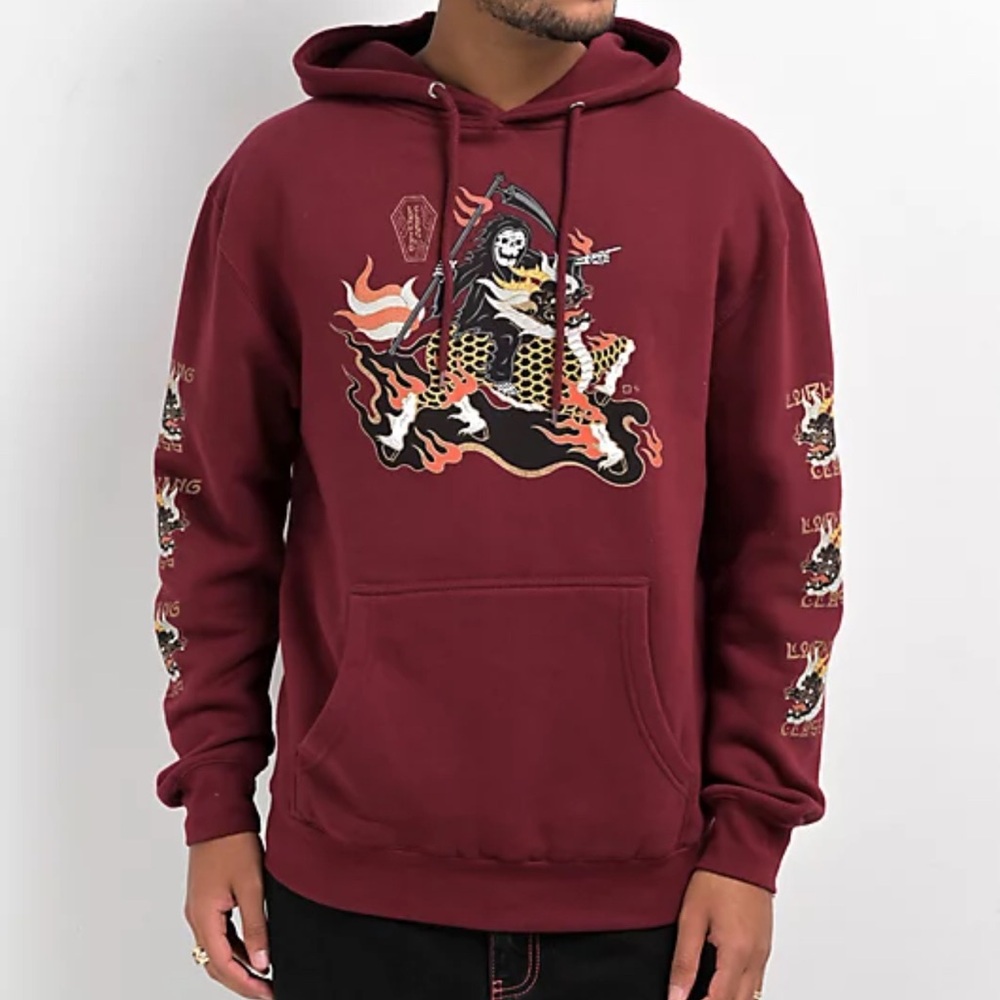 Men's Burgundy Graphic Hoodie